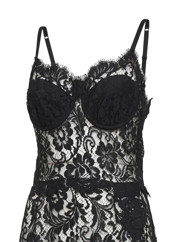 Black Cordonetto lace midi dress
