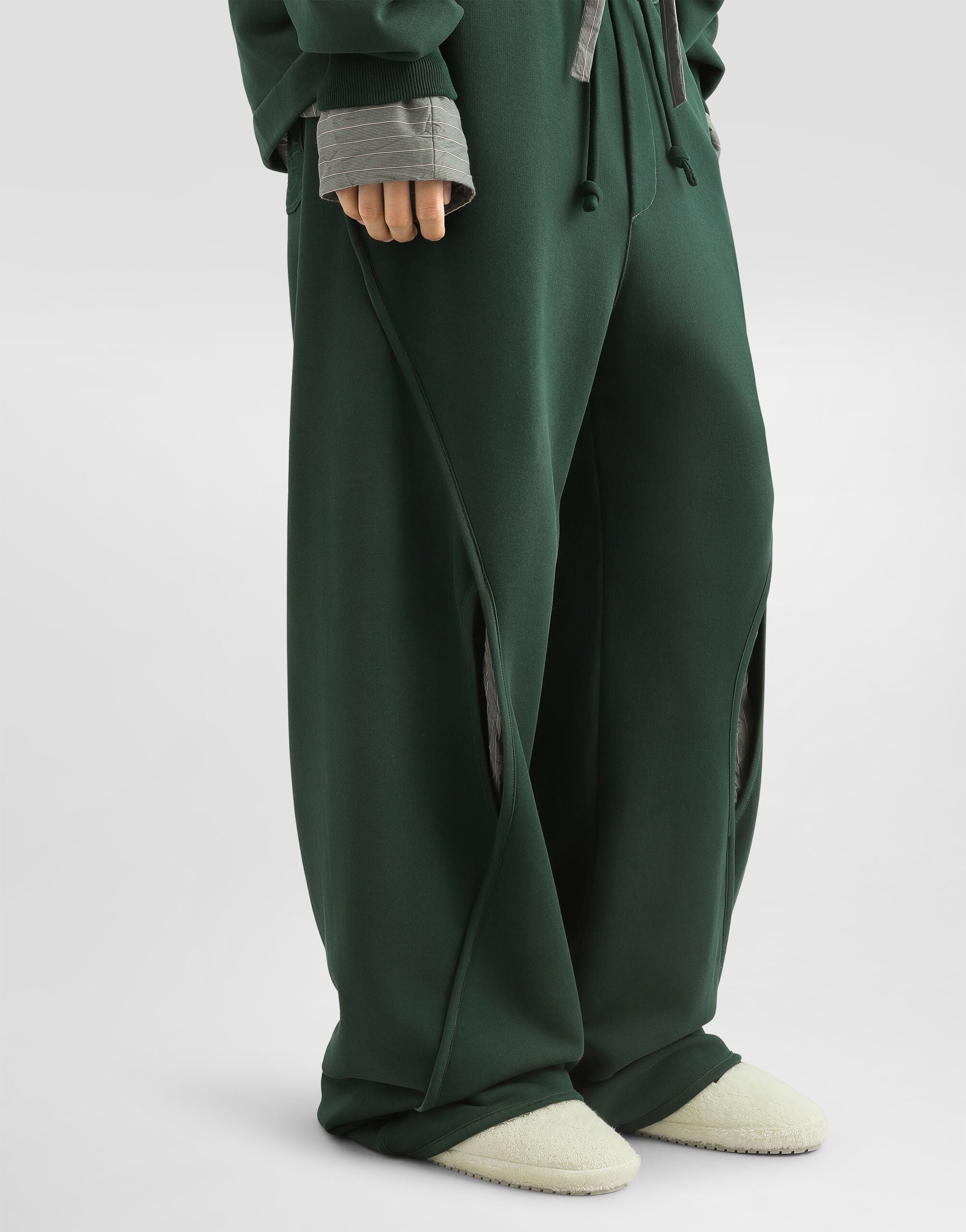 Treated jersey trousers